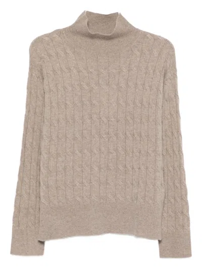 Marella Cable-knit Mock-neck Sweater In Neutral