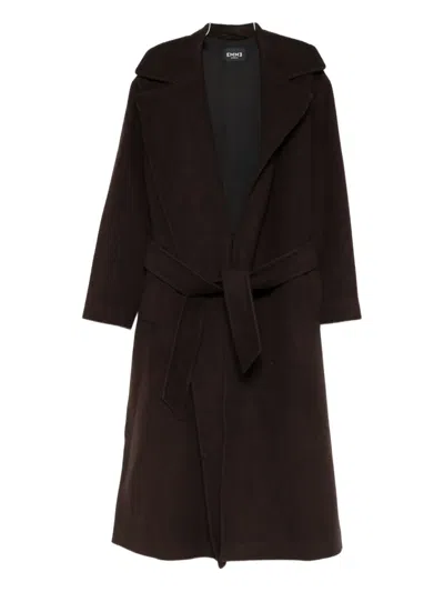 Marella Cadmio Belted Single-breasted Coat In Brown