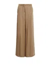 Marella Camel High-waisted Trousers In Acetate Twill