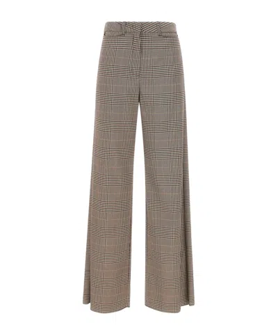 Marella Canapa Checked Wide-leg Pants In Gray