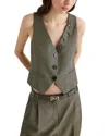 Marella Embellished Button Waistcoat In Green