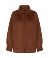 Marella Rinalda Buttoned Funnel-neck Jacket In Brown