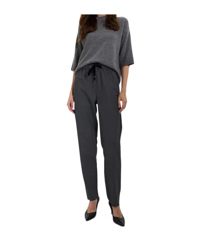 Marella Casual Pants With An Elasticated Drawstring Waist In Black