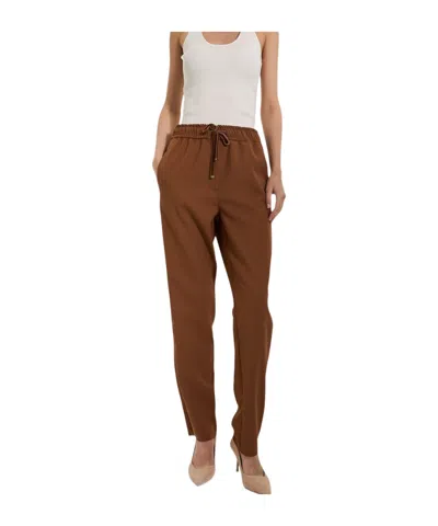Marella Casual Pants With An Elasticated Drawstring Waist In Animal Print