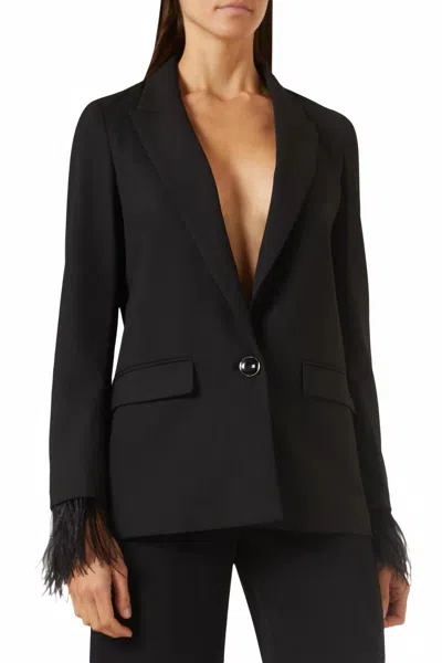 Marella Cecco Jacket With Feather Trim In Black