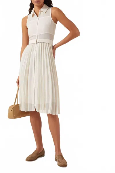 Marella Cereale Belted Shirtdress In Mesh In Vanilla/cream