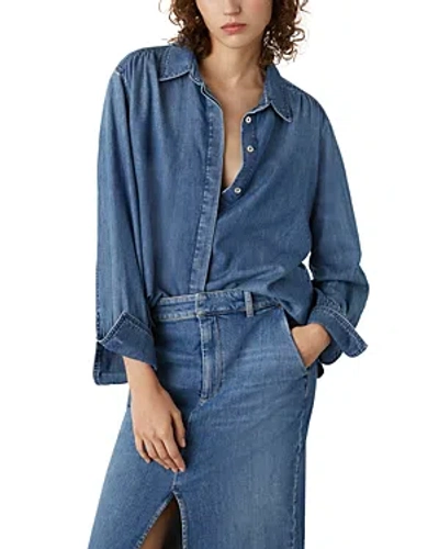 Marella Chambray Oversized Shirt In Blue Jeans