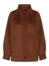 Marella Rinalda Buttoned Funnel-neck Jacket In Brown