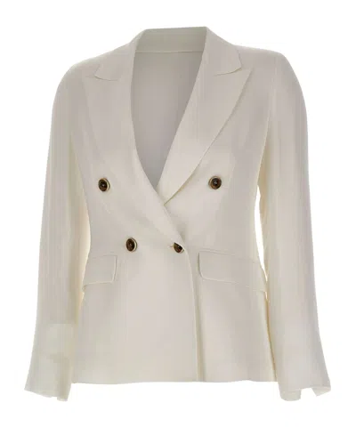 Marella Charme Double-breasted Blazer In Brown