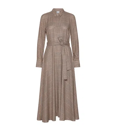 Marella Check Maxi Shirt Dress In Brown