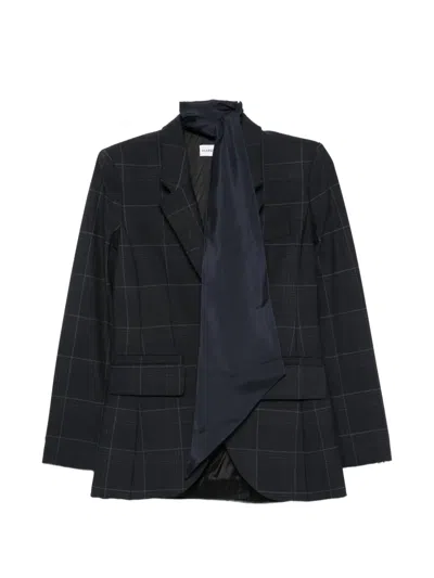 Marella Check-pattern Single-breasted Jacket In Blue