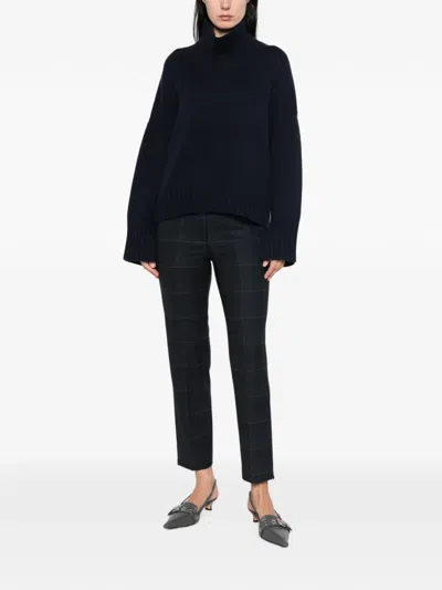 Marella Check-pattern Slim-fit Trousers In Black