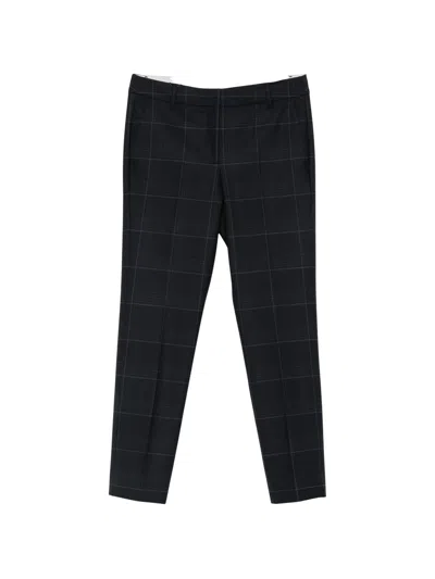 Marella Check-pattern Slim-fit Trousers In Black