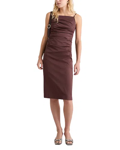 Marella Ciocca Draped Poplin Dress In Brown