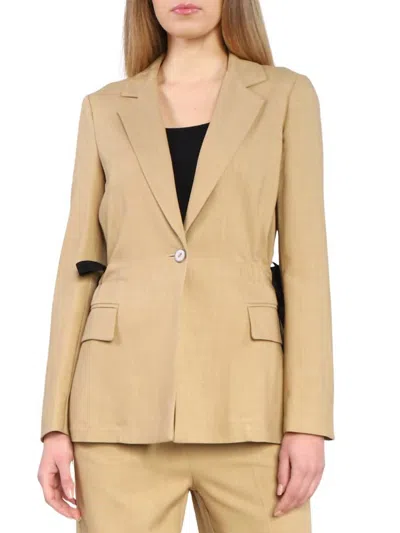 Marella Cipro Tie Blazer Jacket In Natural In White