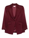 Marella Cognac Single-breasted Satin Blazer In Burgundy
