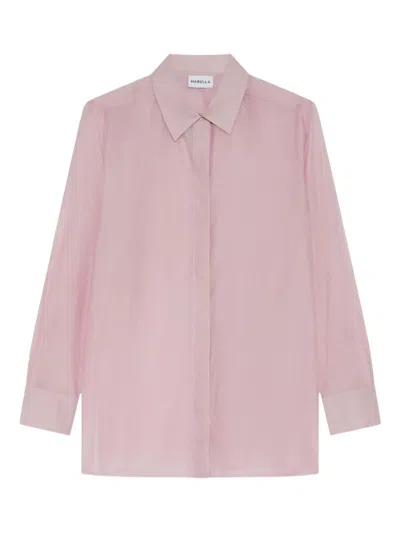 Marella Collared Semi-sheer Shirt In Pink
