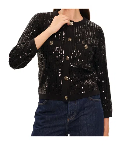 Marella Collarless Short Cardigan In Black