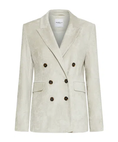 Marella Corduroy Blazer - Ivory In Green