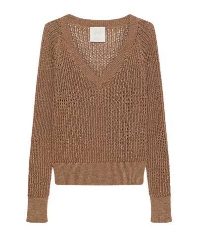 Marella Cotton And Lurex Sweater In Brown