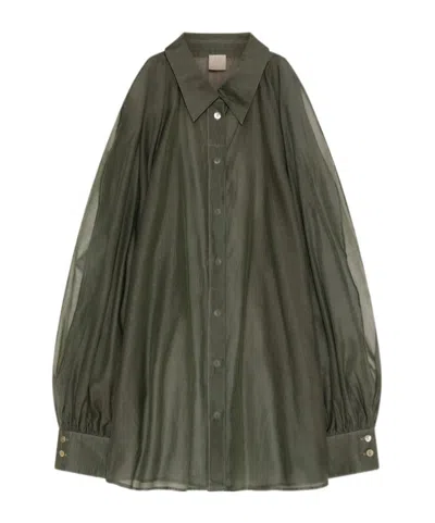 Marella Cotton And Silk Muslin Shirt - Green