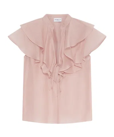 Marella Cotton And Silk Voile Top - Powder In Pink