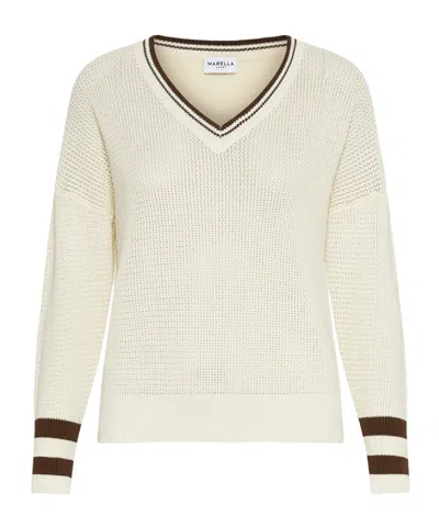 Marella Cotton V-neck Sweater - Wool White