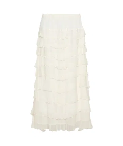 Marella Crepon Flounce Skirt In White