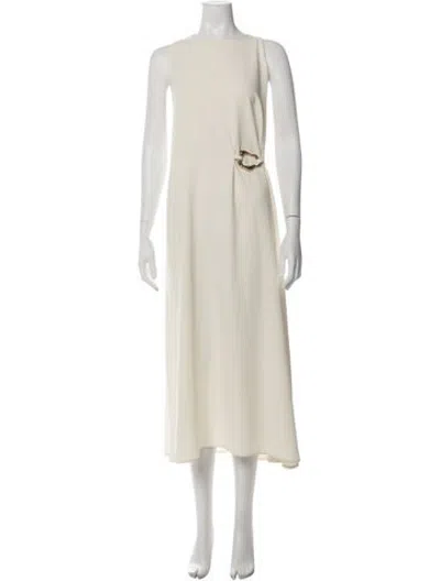 Pre-owned Marella Crew Neck Long Dress In Neutrals