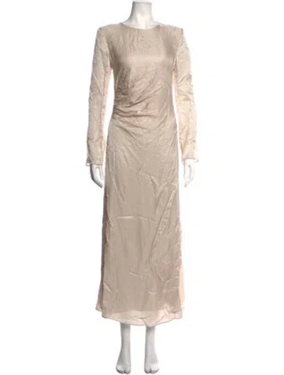 Pre-owned Marella Crew Neck Long Dress W/ Tags In Neutrals