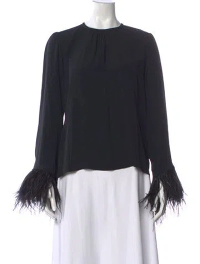 Pre-owned Marella Crew Neck Long Sleeve Blouse In Black