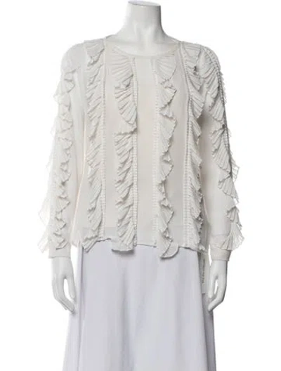Pre-owned Marella Crew Neck Long Sleeve Blouse In Neutrals