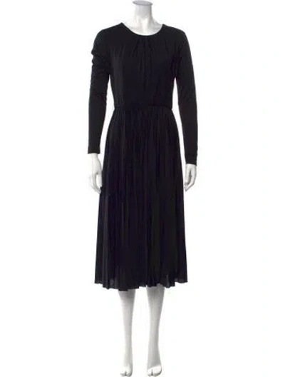Pre-owned Marella Crew Neck Midi Length Dress In Black