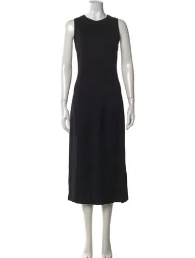 Pre-owned Marella Crew Neck Midi Length Dress In Black