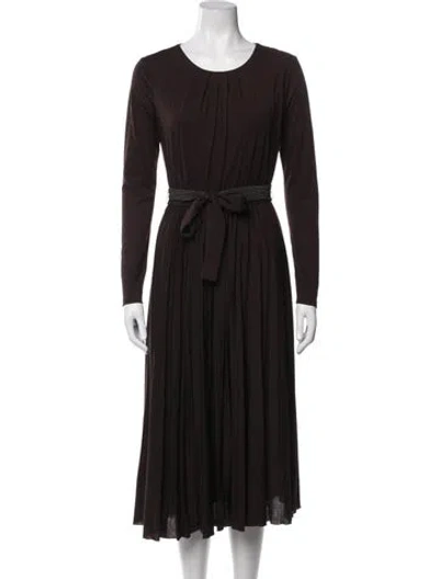 Pre-owned Marella Crew Neck Midi Length Dress In Brown