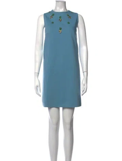 Pre-owned Marella Crew Neck Mini Dress In Blue