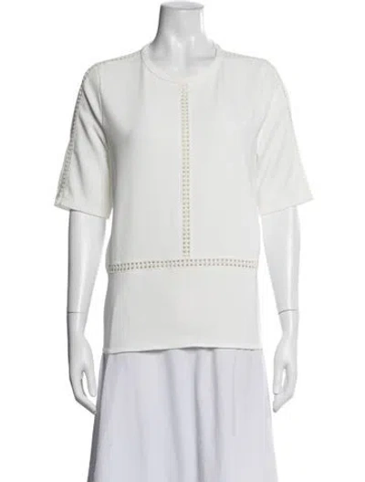 Pre-owned Marella Crew Neck Short Sleeve Top In White