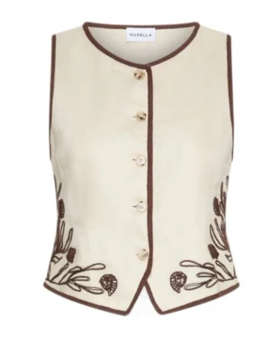 Marella Crew Neck Vest In Neutral