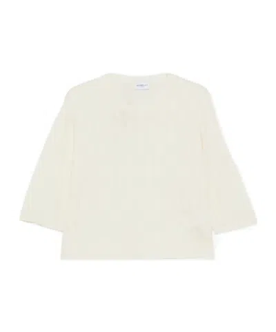 Marella Crew-neck Cable-knit Sweater In White