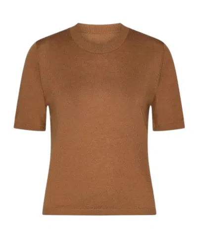 Marella Crew-neck Short-sleeve Sweater In Brown