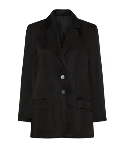 Marella Crinkle Fabric Blazer In Black