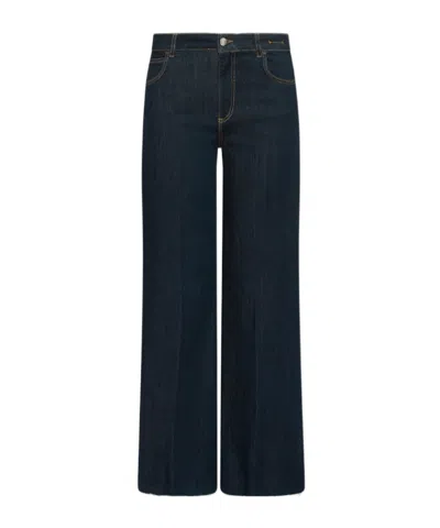 Marella Cropped Soft Denim Wide-leg Jeans In Blue