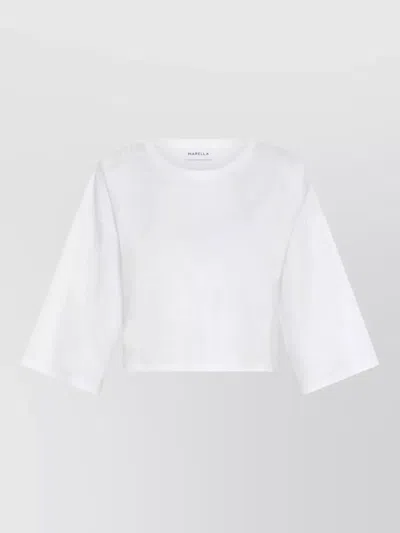 Marella Cropped Top Lightweight Fabric Three Quarter Sleeves In Transparent