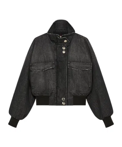 Marella Denim Bomber Jacket In Black