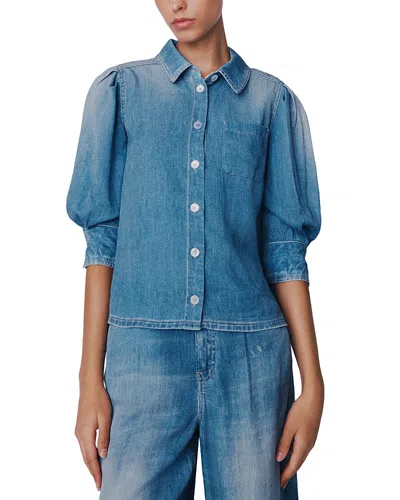Marella Denim Look Puffed Sleeve Shirt In Blue
