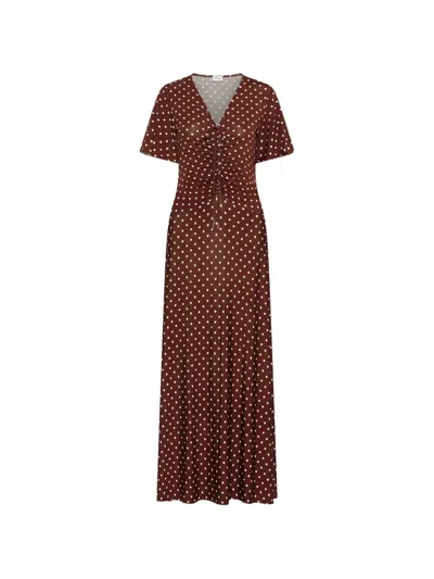 Marella Dotted V-neck Midi Dress In Multi