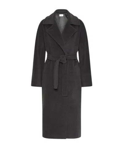 Marella Double-breasted Beaver Cloth Coat - Melange Grey In Gray