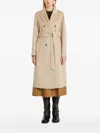 Marella Double-breasted Belted Coat In Neutral