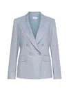Marella Herringbone Linen-blend Blazer In Blue