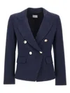Marella Double-breasted Button Blazer In Blue